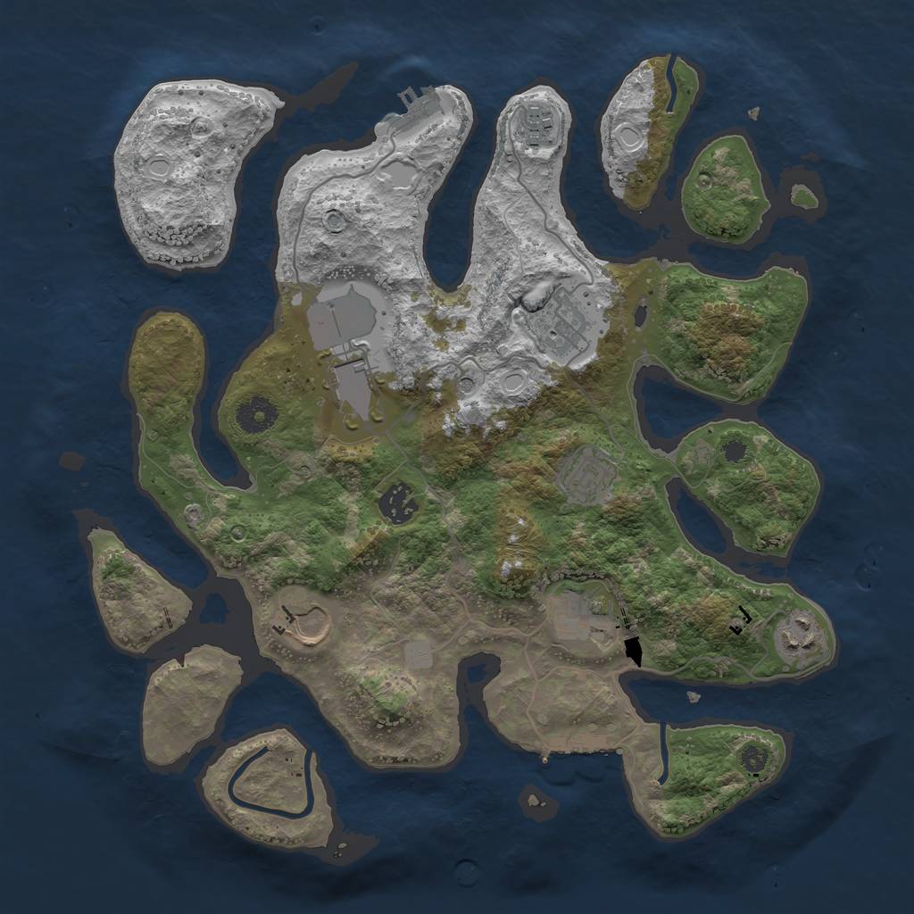 Rust Map: Procedural Map, Size: 3550, Seed: 245454, 16 Monuments
