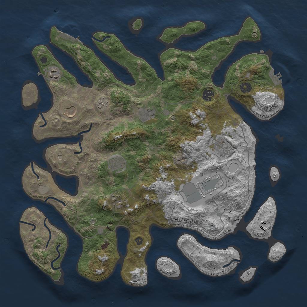 Rust Map: Procedural Map, Size: 4000, Seed: 116657, 17 Monuments