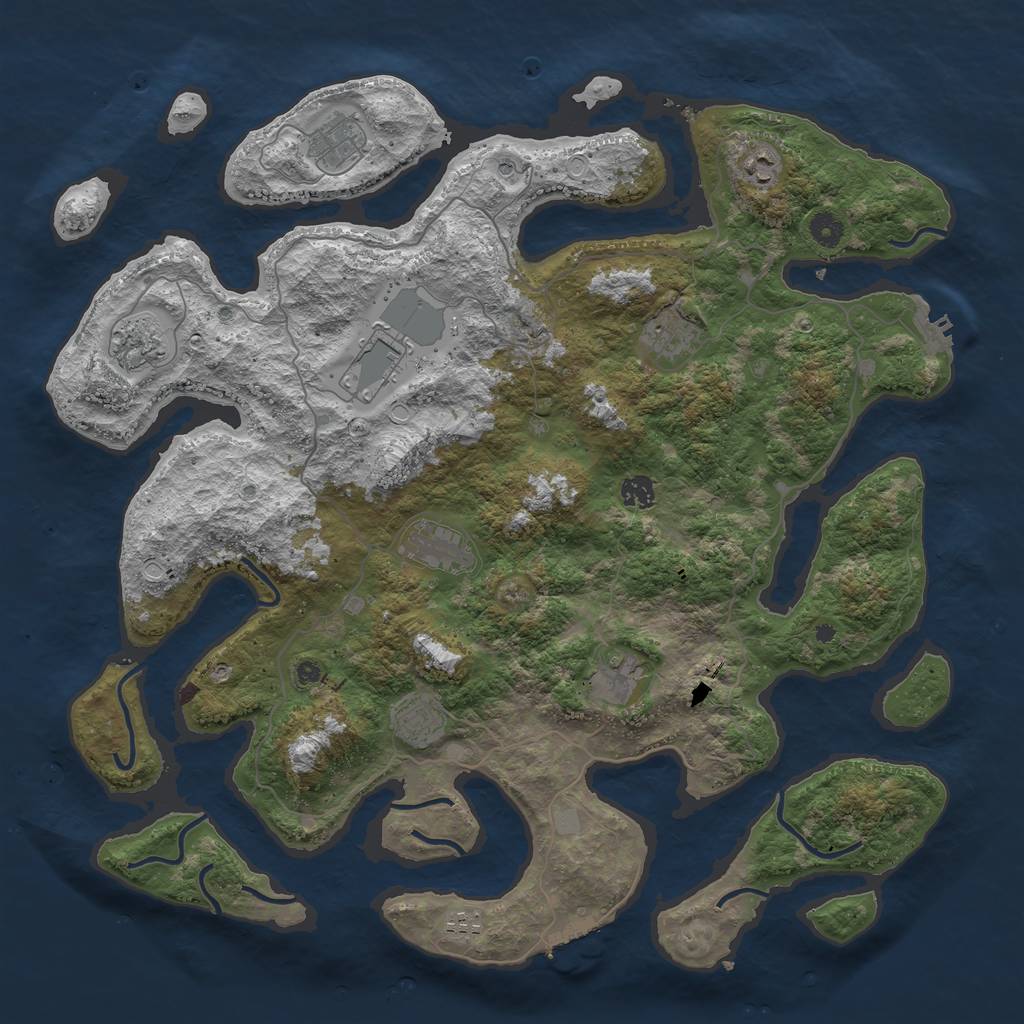 Rust Map: Procedural Map, Size: 4500, Seed: 1032303517, 18 Monuments