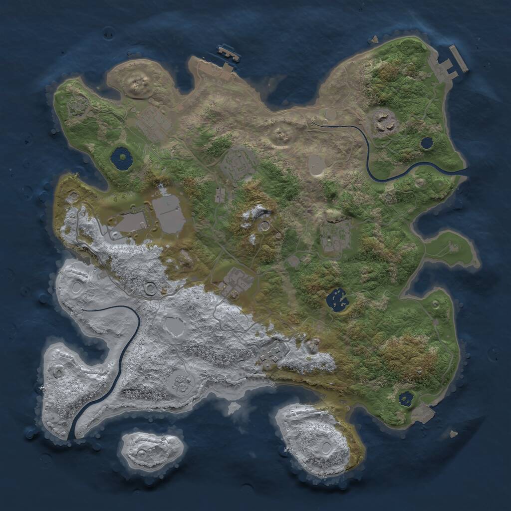 Rust Map: Procedural Map, Size: 3500, Seed: 38811113, 14 Monuments