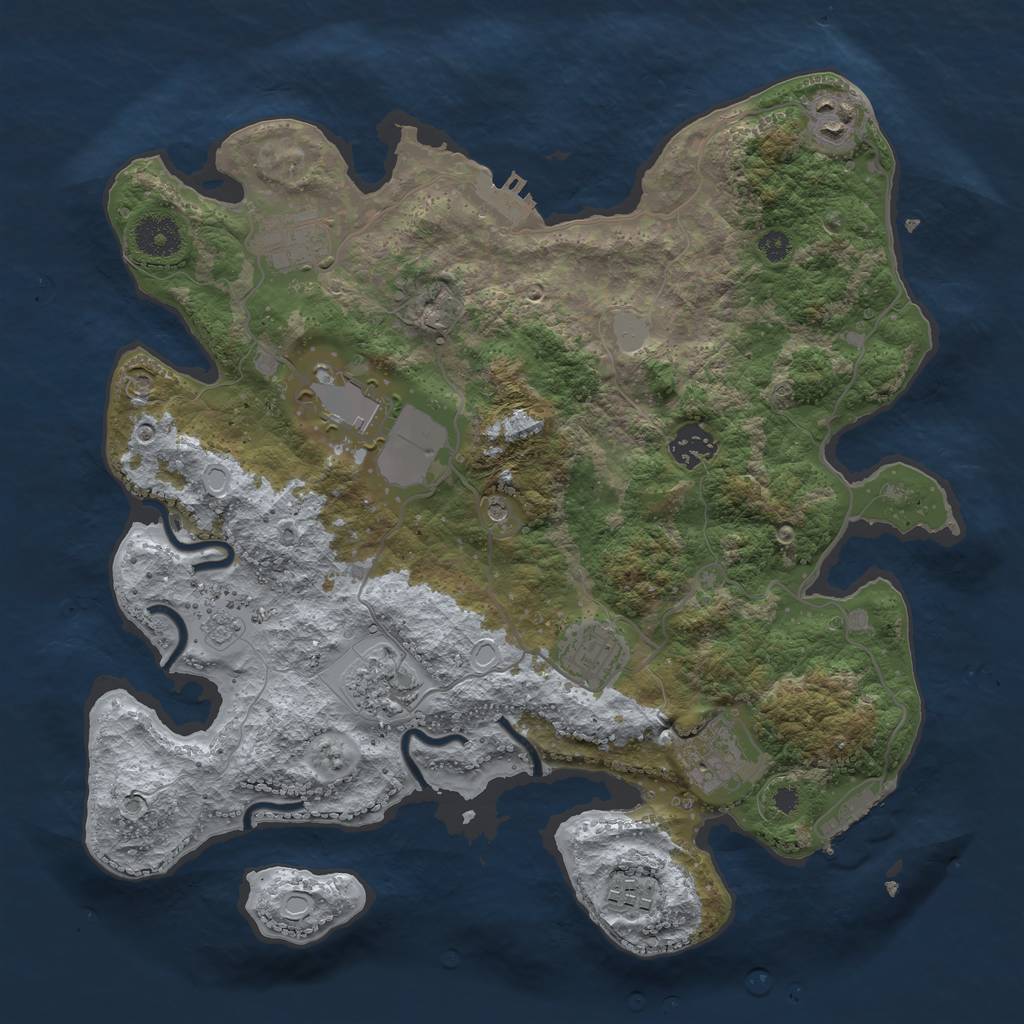 Rust Map: Procedural Map, Size: 3500, Seed: 38811113, 17 Monuments