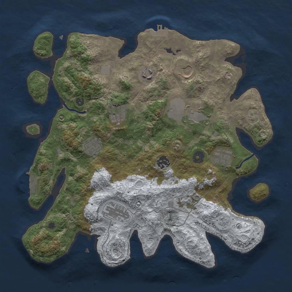 Rust Map: Procedural Map, Size: 3550, Seed: 517480, 17 Monuments