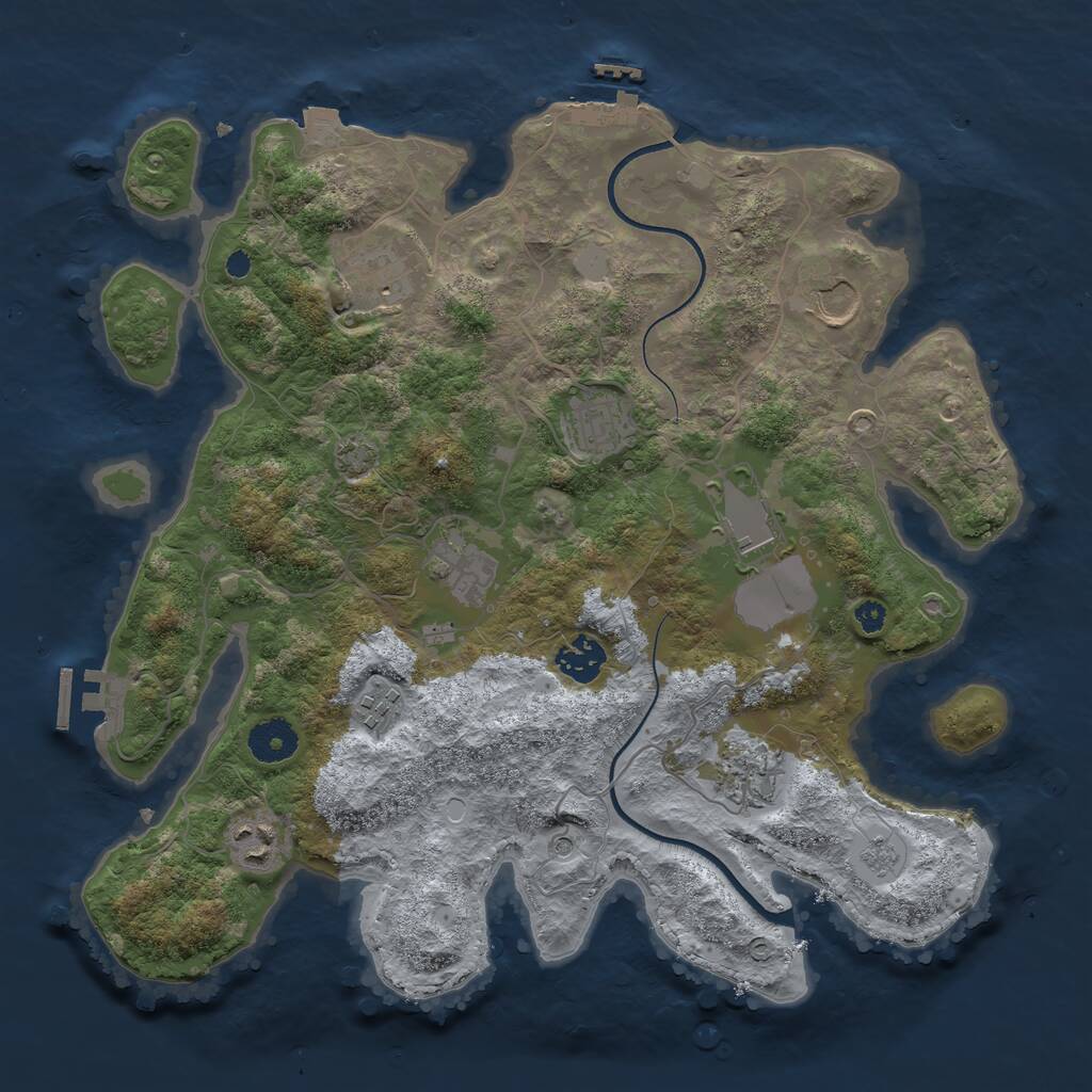 Rust Map: Procedural Map, Size: 3550, Seed: 517480, 15 Monuments
