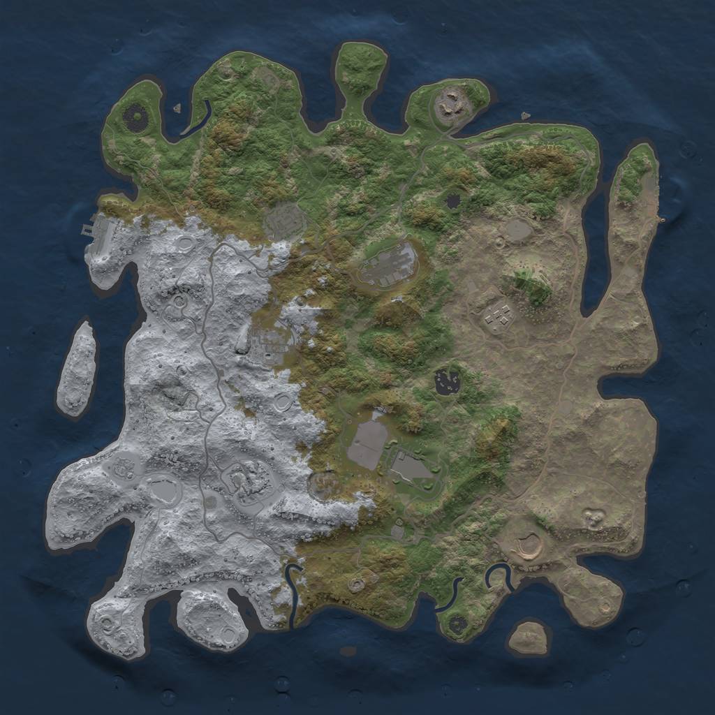 Rust Map: Procedural Map, Size: 4000, Seed: 246140, 18 Monuments