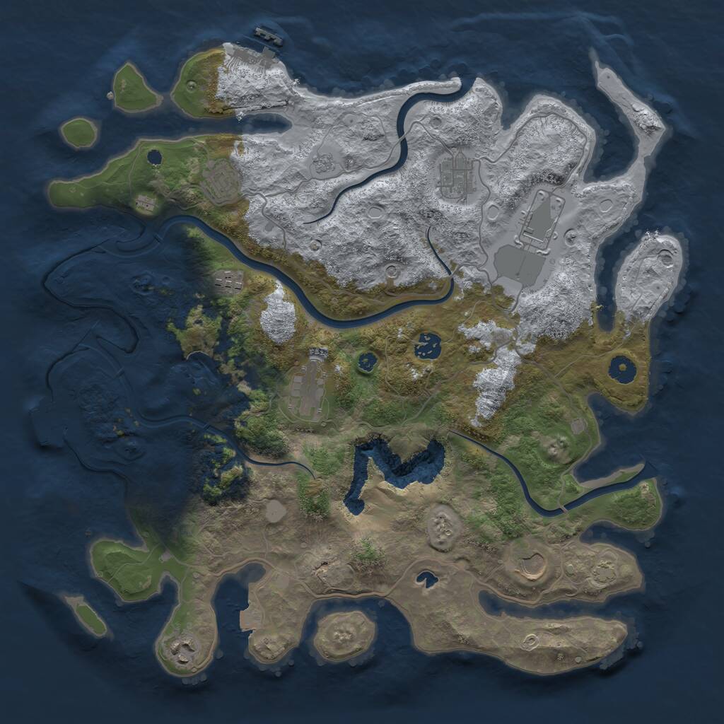 Rust Map: Procedural Map, Size: 4000, Seed: 522463, 14 Monuments