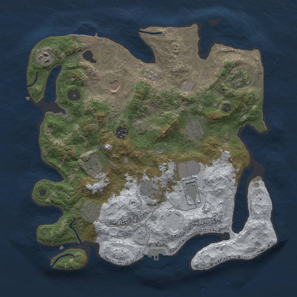 Rust Map: Procedural Map, Size: 3550, Seed: 767069, 19 Monuments