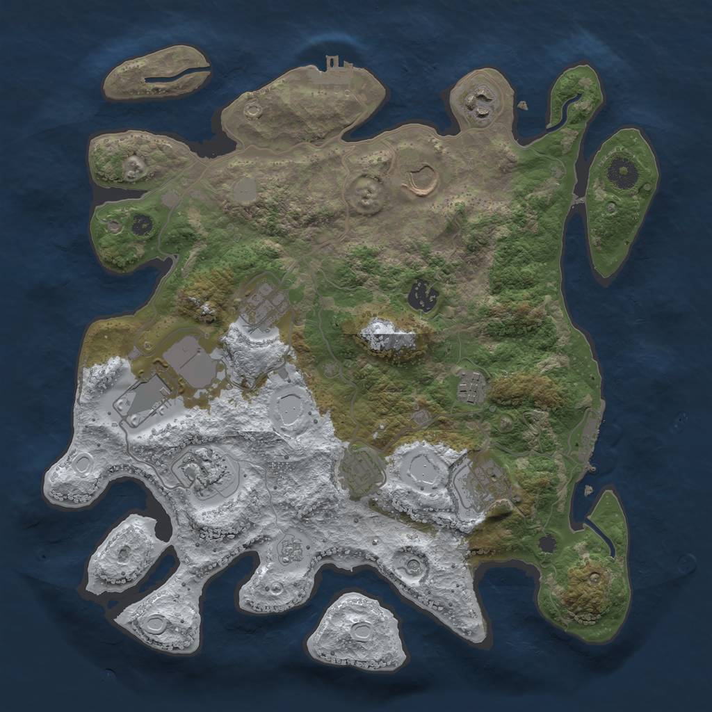 Rust Map: Procedural Map, Size: 3500, Seed: 16161, 18 Monuments