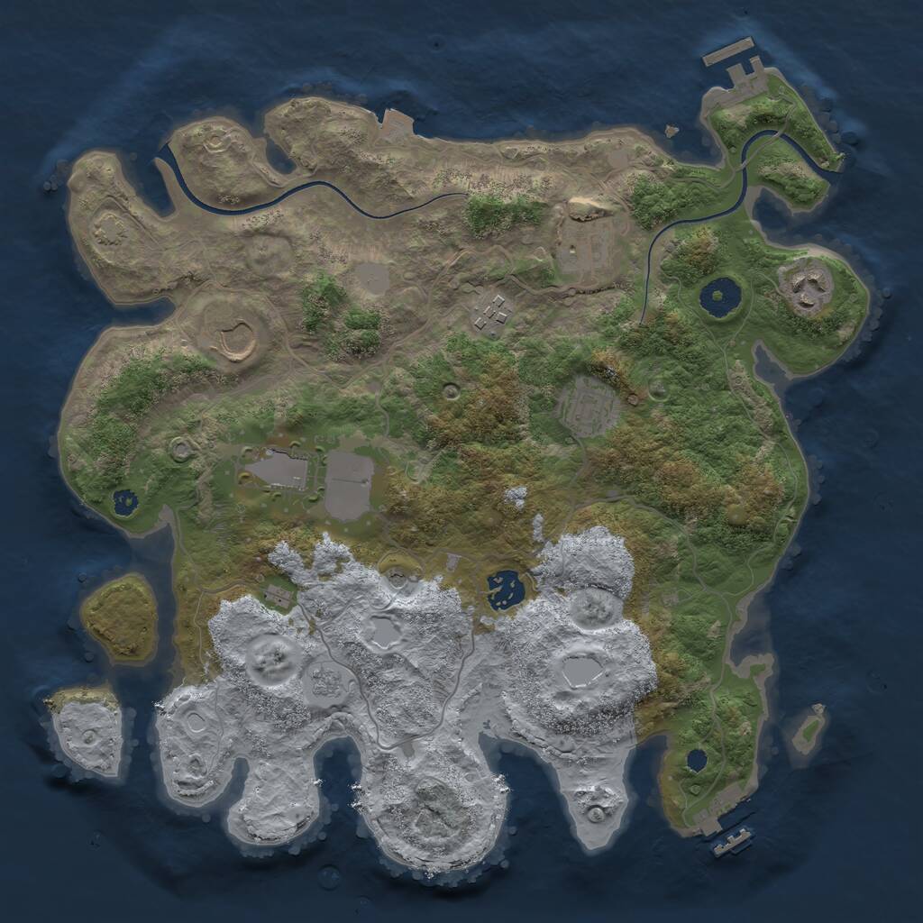 Rust Map: Procedural Map, Size: 3550, Seed: 675778, 13 Monuments