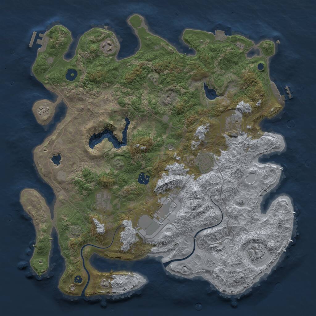 Rust Map: Procedural Map, Size: 4000, Seed: 159322, 14 Monuments