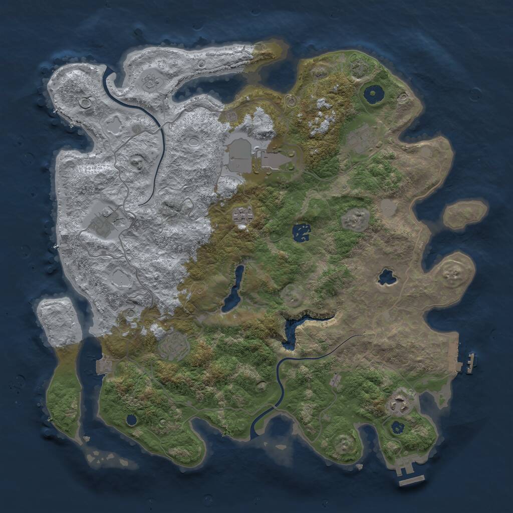 Rust Map: Procedural Map, Size: 4000, Seed: 216103, 13 Monuments