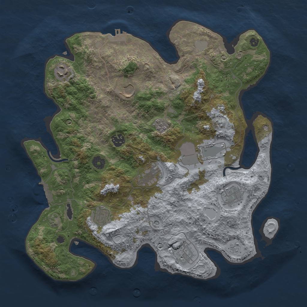 Rust Map: Procedural Map, Size: 3550, Seed: 732023, 18 Monuments