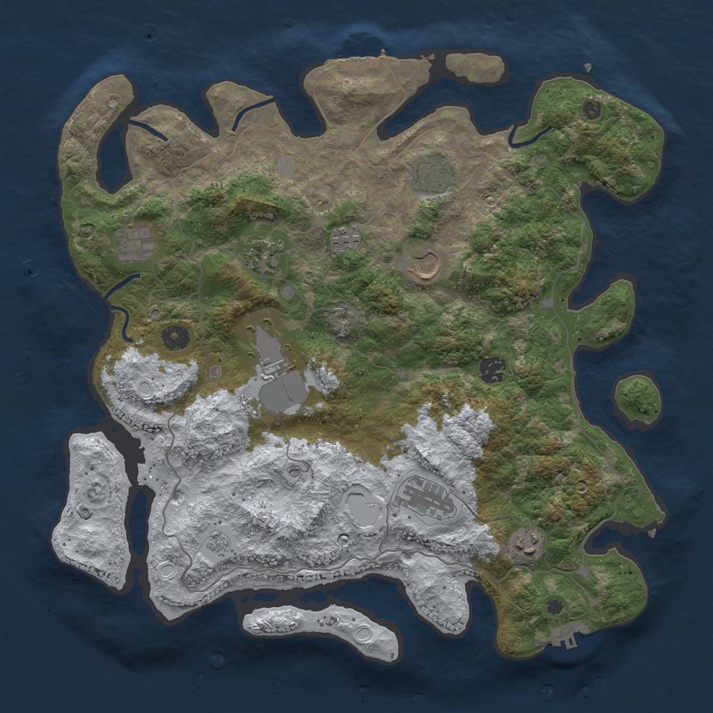 Rust Map: Procedural Map, Size: 4000, Seed: 722071774, 18 Monuments