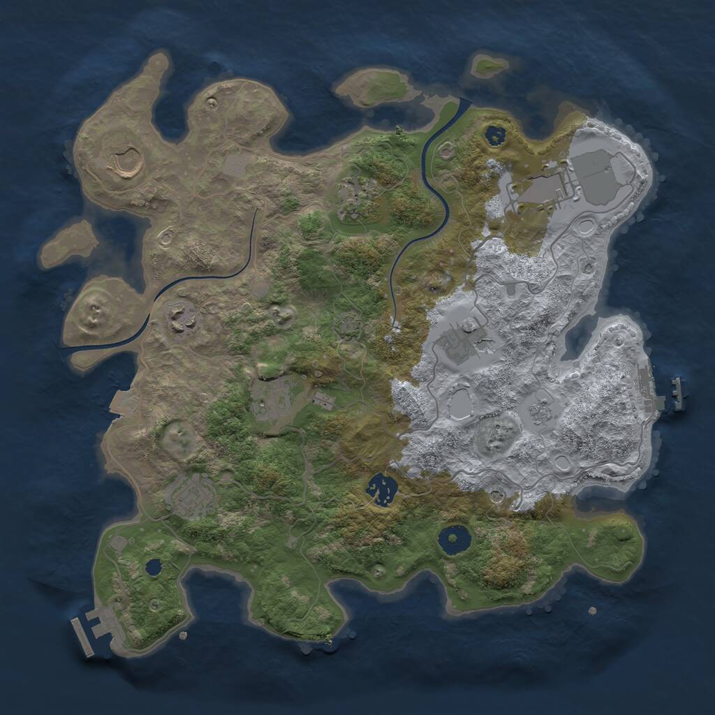 Rust Map: Procedural Map, Size: 3500, Seed: 487420, 14 Monuments