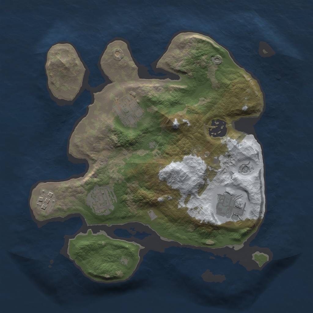 Rust Map: Barren, Size: 2500, Seed: 23423, 8 Monuments