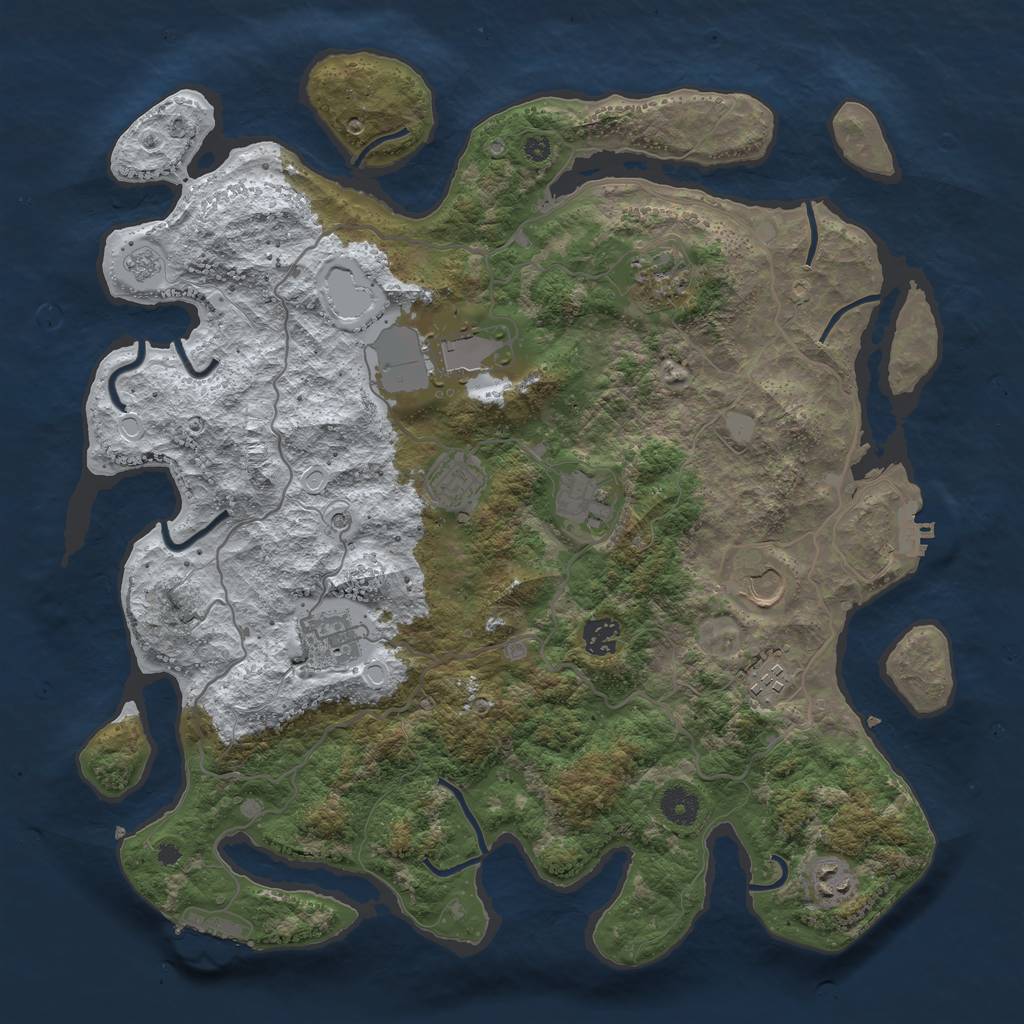 Rust Map: Procedural Map, Size: 4000, Seed: 342598, 18 Monuments