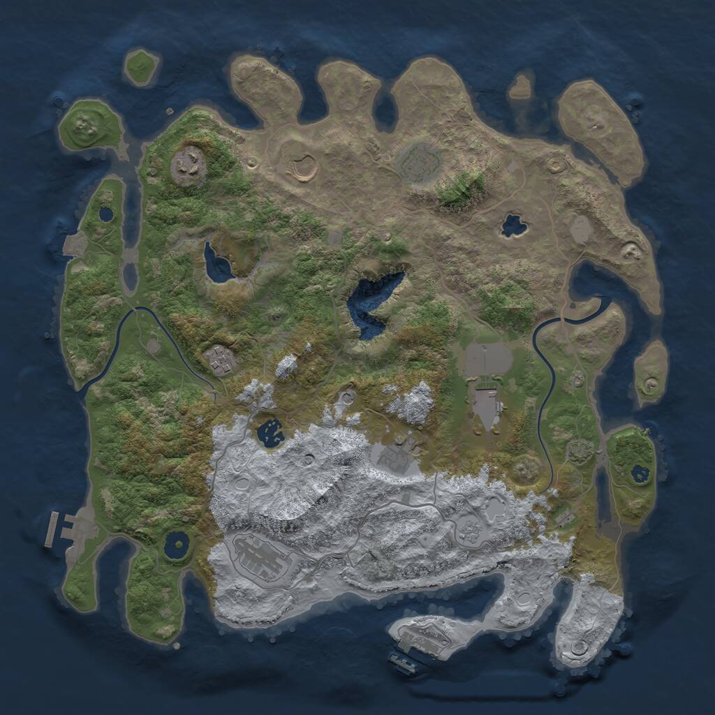 Rust Map: Procedural Map, Size: 4000, Seed: 214770703, 14 Monuments