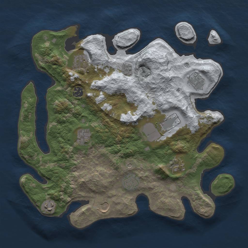 Rust Map: Barren, Size: 3500, Seed: 2021141712, 13 Monuments