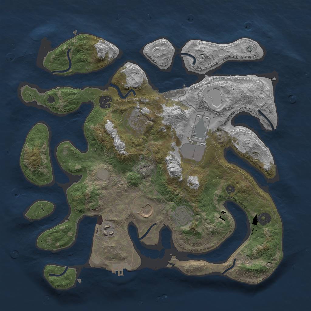 Rust Map: Procedural Map, Size: 3550, Seed: 524029, 13 Monuments