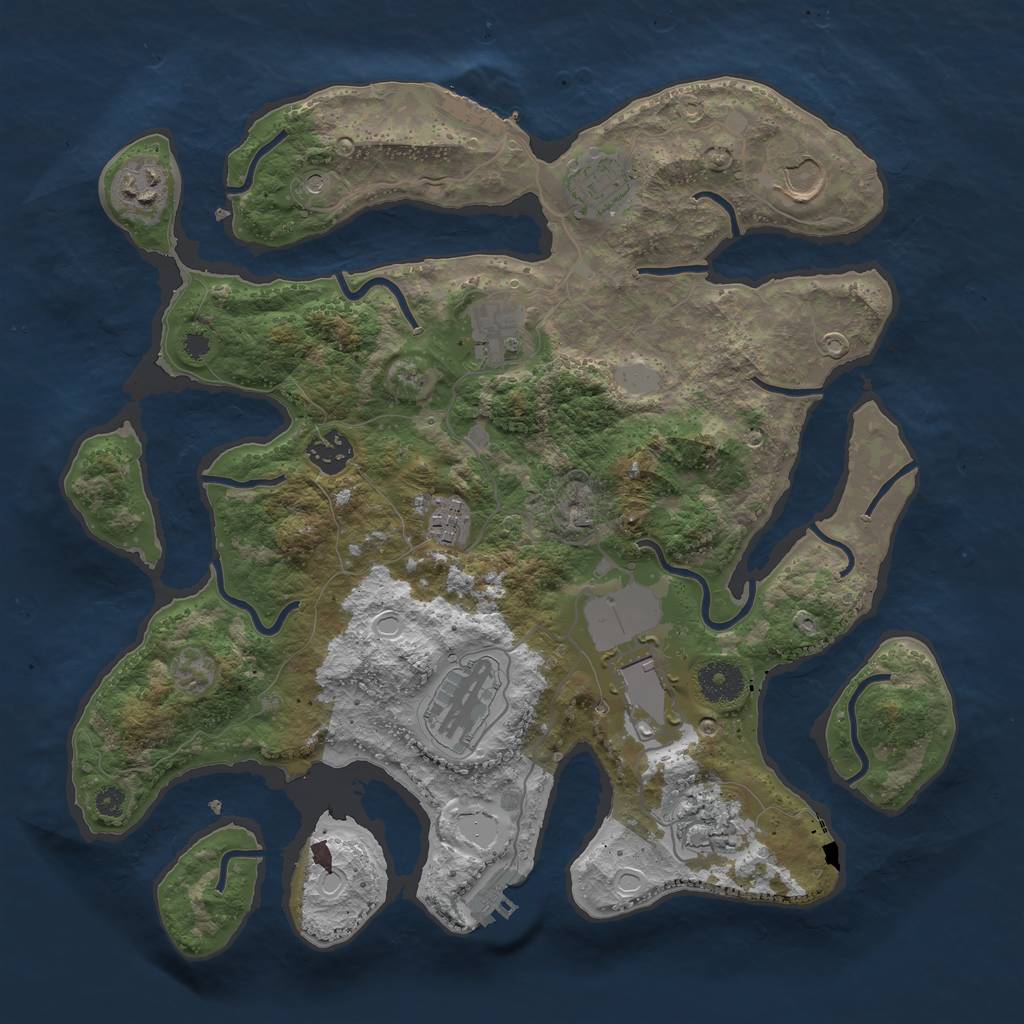 Rust Map: Procedural Map, Size: 3550, Seed: 425632, 17 Monuments