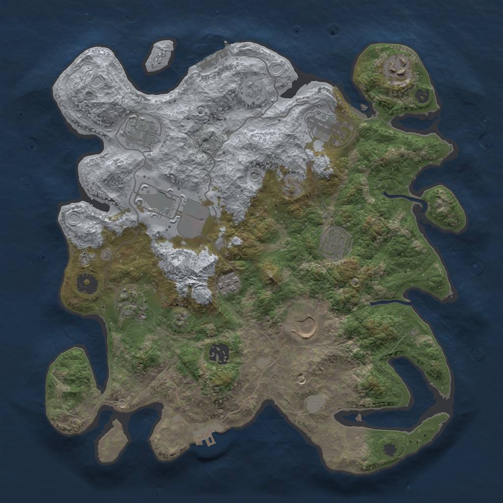 Rust Map: Procedural Map, Size: 3550, Seed: 649012, 18 Monuments