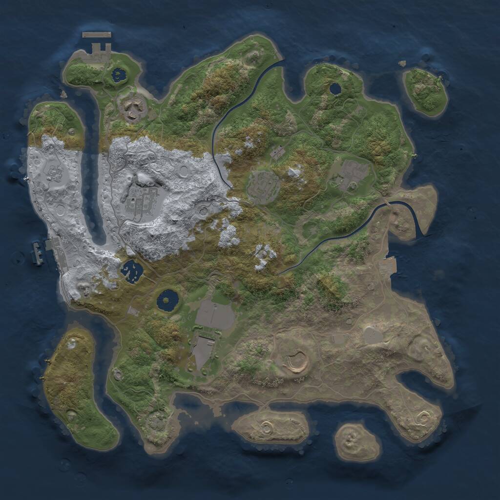 Rust Map: Procedural Map, Size: 3500, Seed: 1210979593, 13 Monuments