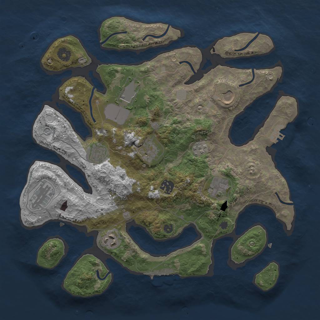 Rust Map: Procedural Map, Size: 3500, Seed: 166635, 17 Monuments
