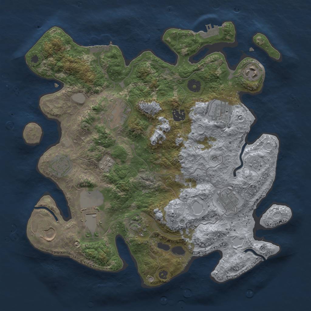 Rust Map: Procedural Map, Size: 3500, Seed: 707660613, 19 Monuments