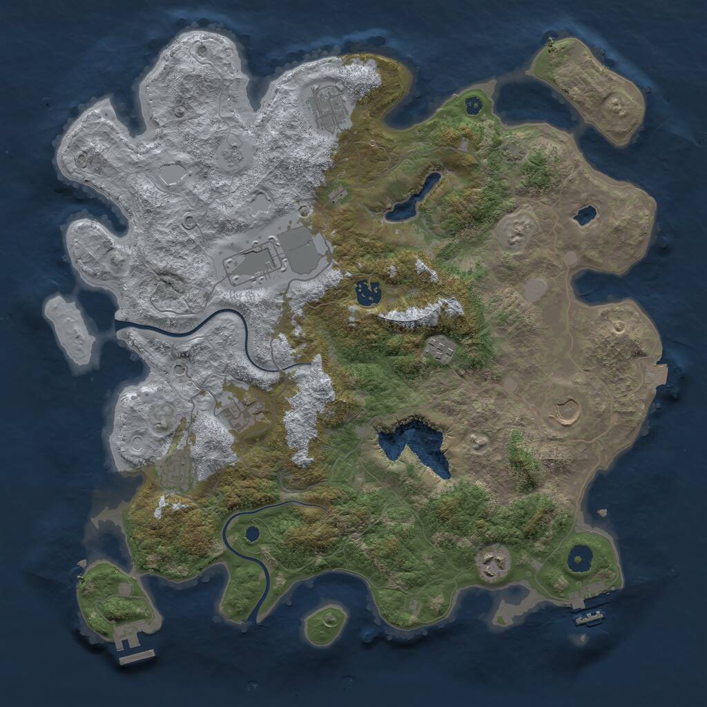 Rust Map: Procedural Map, Size: 4000, Seed: 583257, 14 Monuments