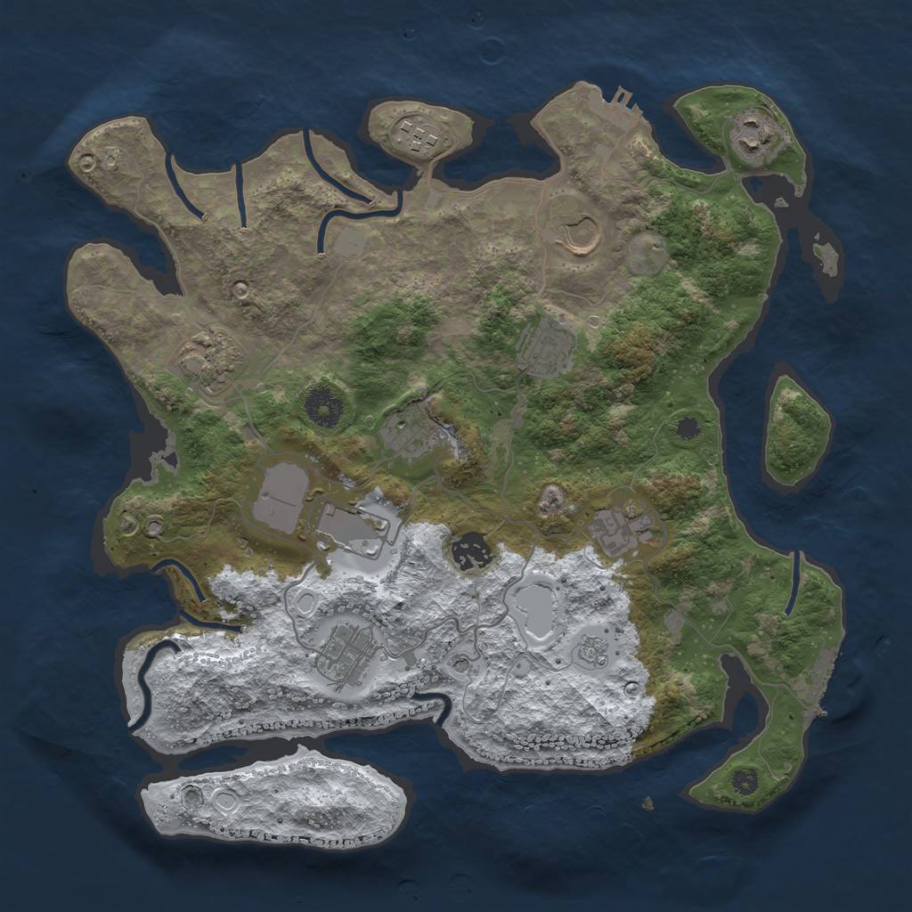 Rust Map: Procedural Map, Size: 3550, Seed: 137128, 19 Monuments