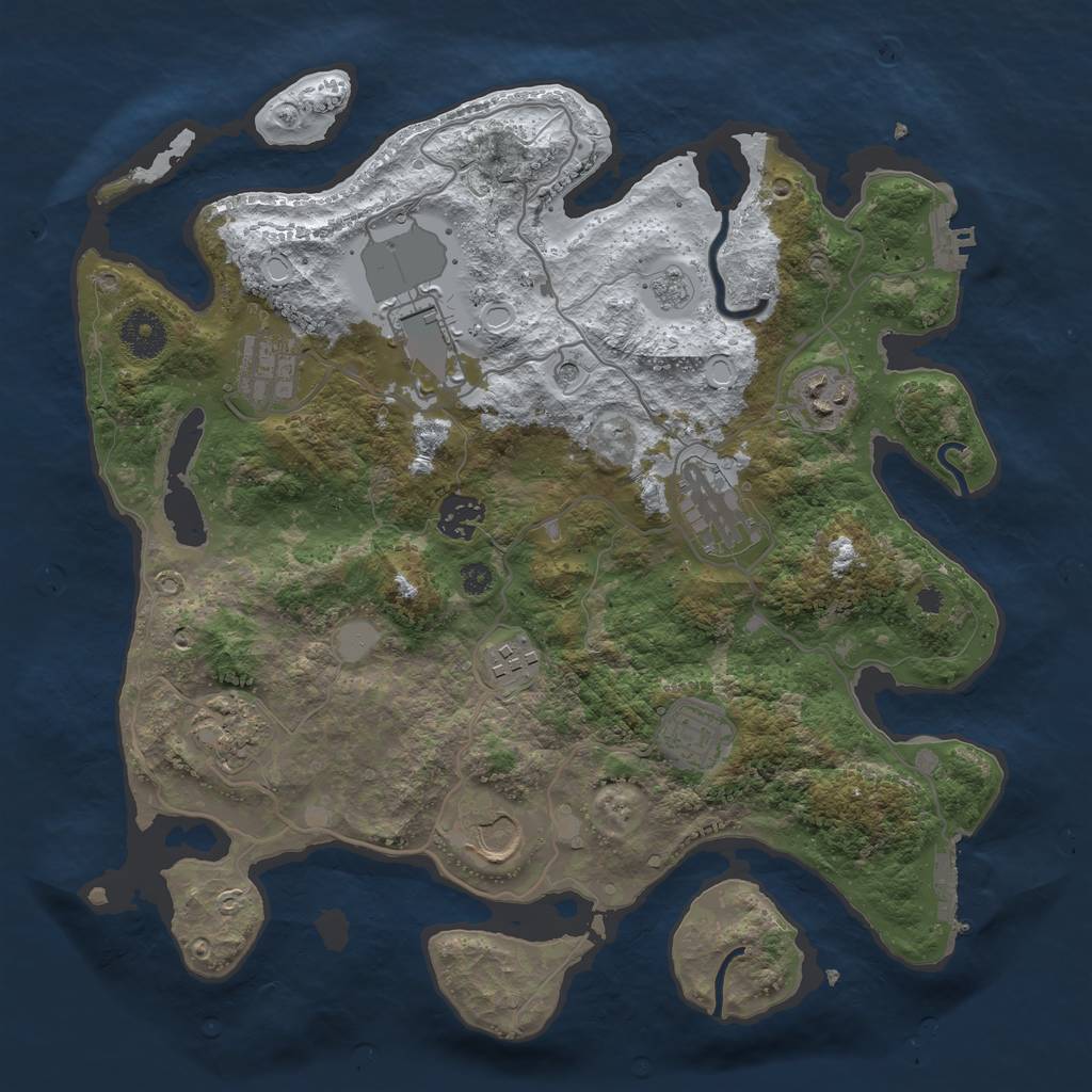 Rust Map: Procedural Map, Size: 3500, Seed: 25927, 18 Monuments