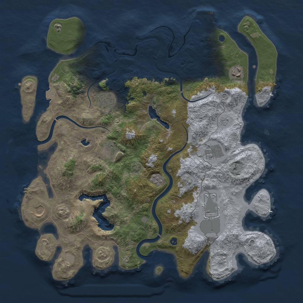 Rust Map: Procedural Map, Size: 4000, Seed: 873207, 12 Monuments