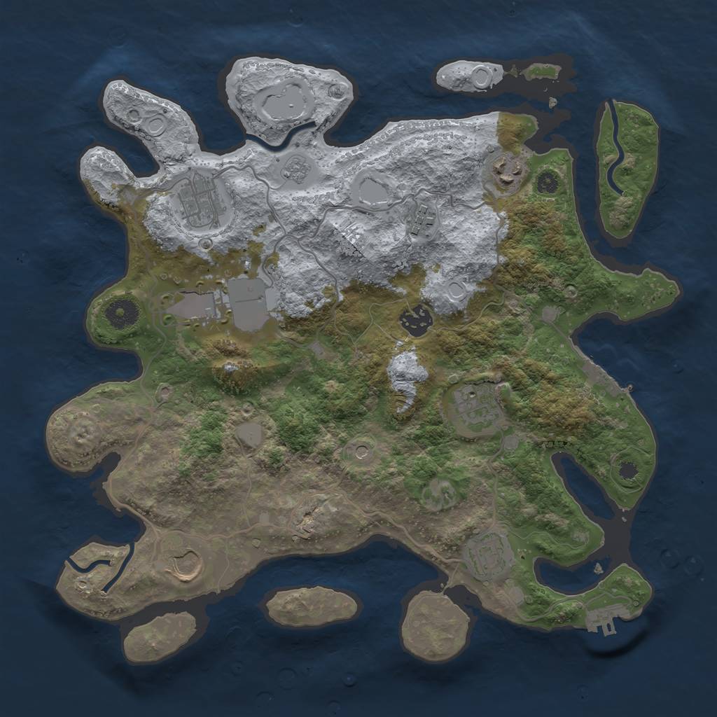 Rust Map: Procedural Map, Size: 3500, Seed: 287524819, 17 Monuments