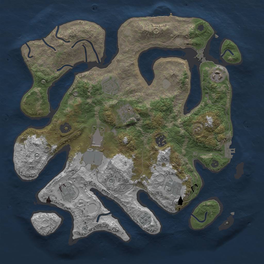 Rust Map: Procedural Map, Size: 3550, Seed: 626153, 16 Monuments