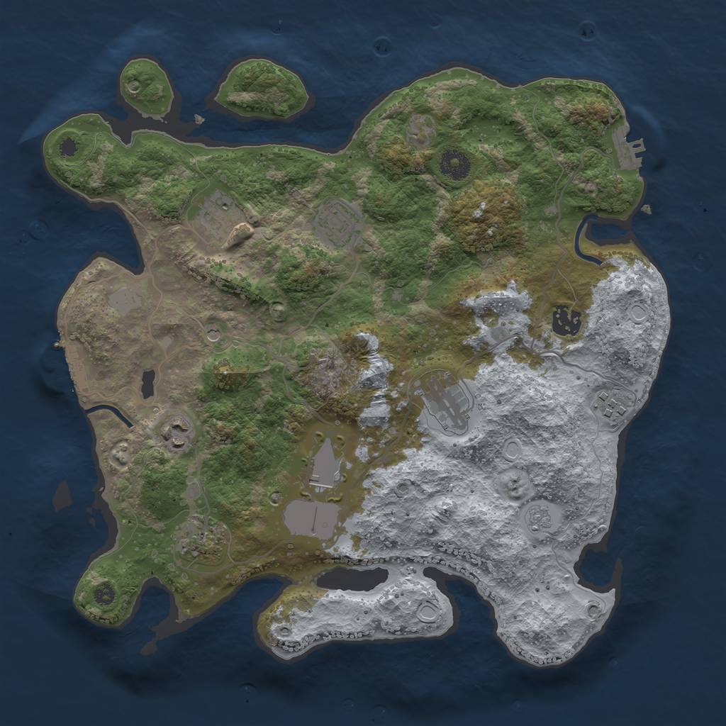 Rust Map: Procedural Map, Size: 3550, Seed: 132276, 17 Monuments