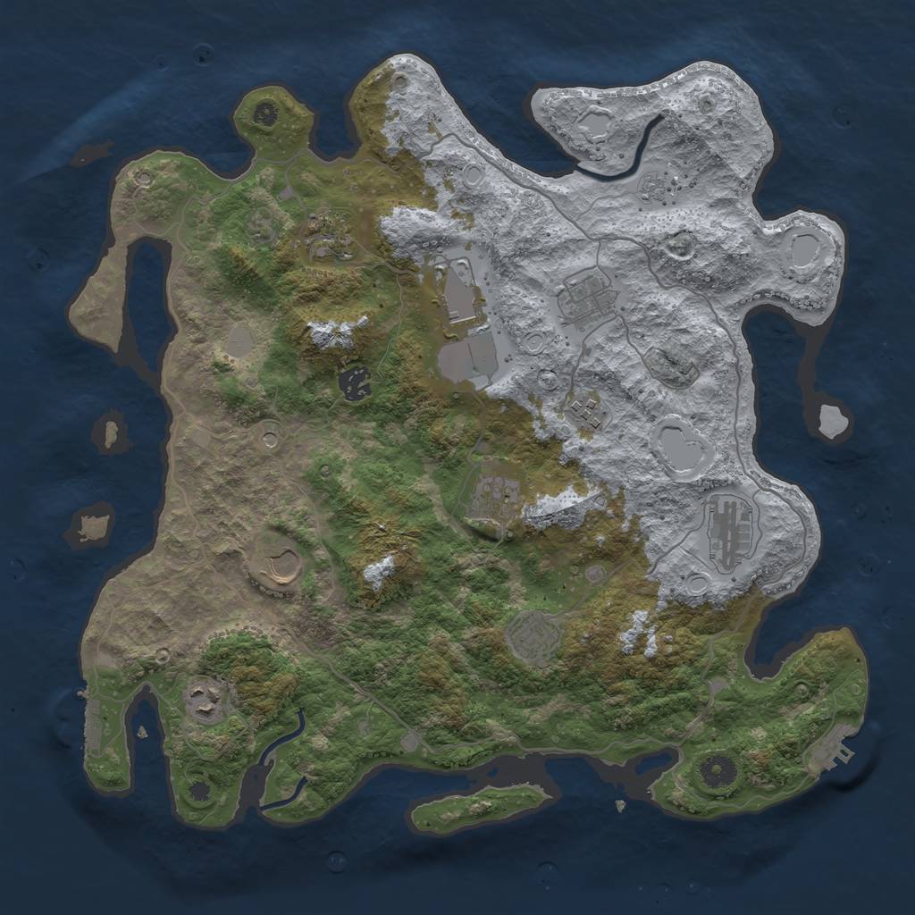 Rust Map: Procedural Map, Size: 4000, Seed: 105604, 17 Monuments