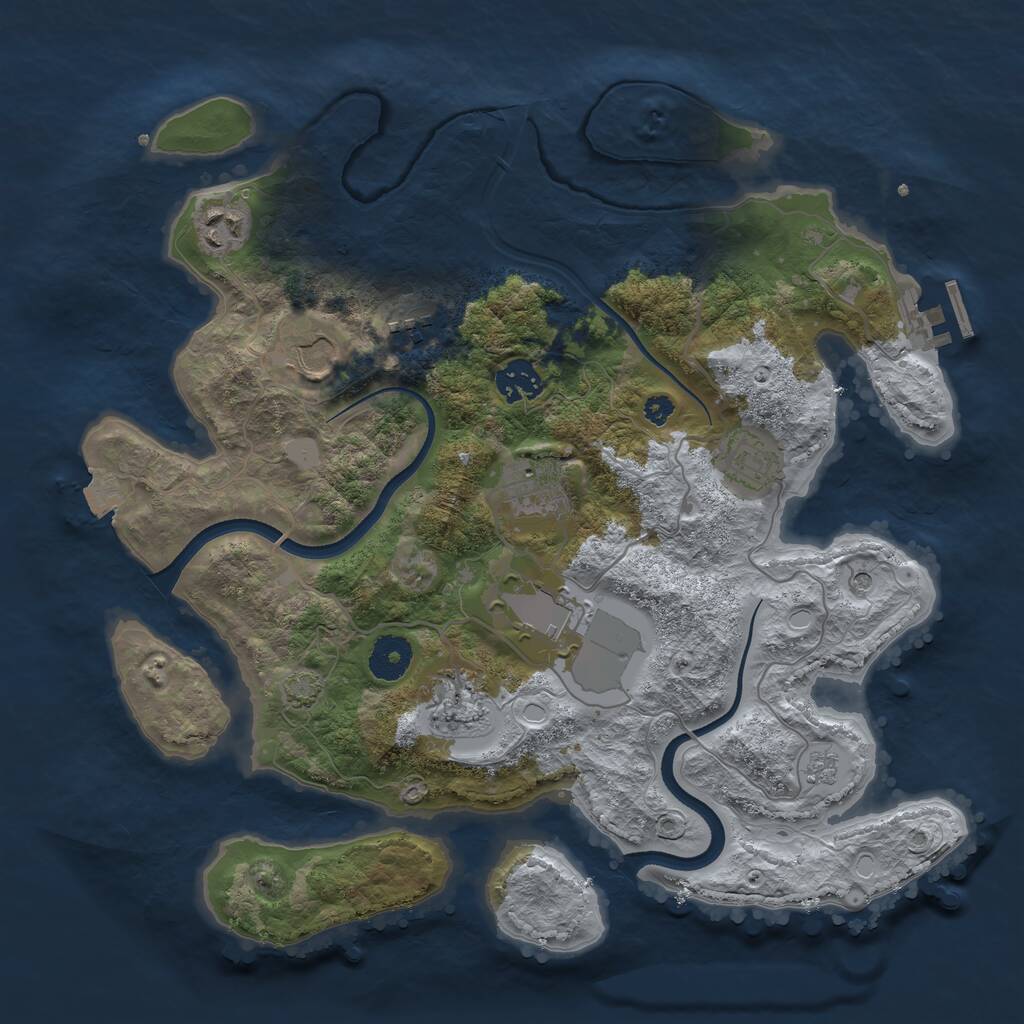 Rust Map: Procedural Map, Size: 3500, Seed: 651910, 13 Monuments