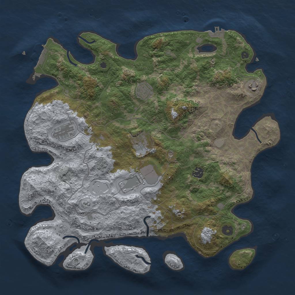 Rust Map: Procedural Map, Size: 4000, Seed: 742629, 16 Monuments