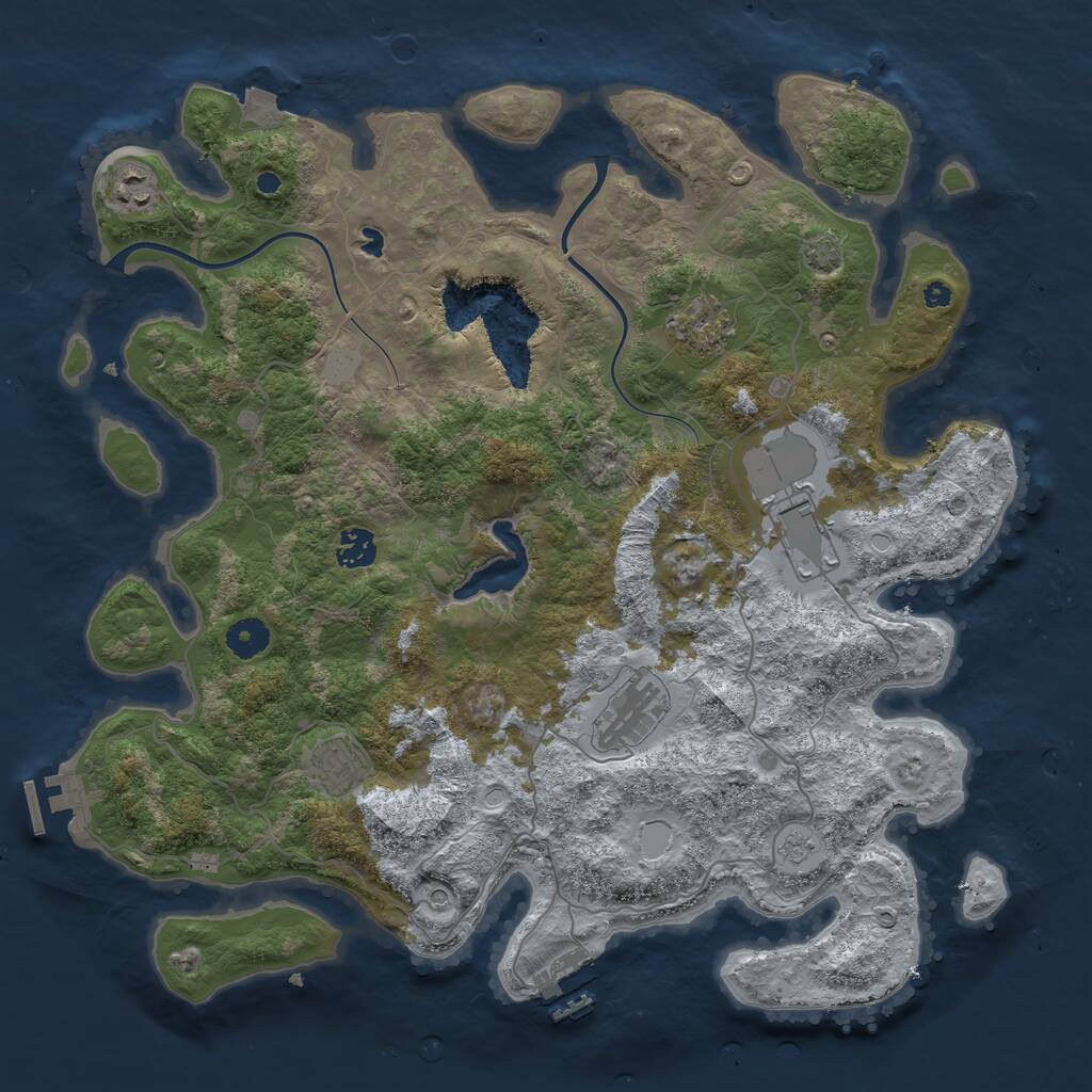 Rust Map: Procedural Map, Size: 4000, Seed: 69684209, 12 Monuments