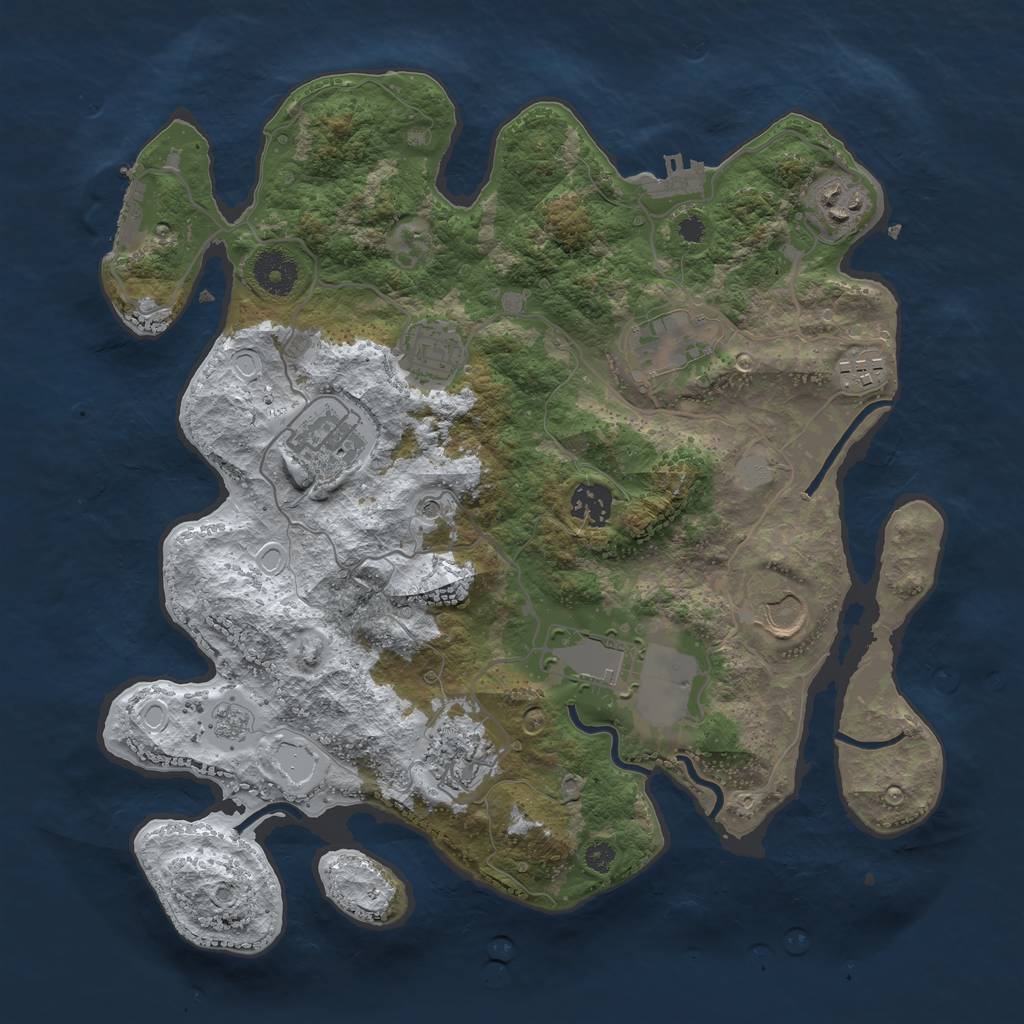 Rust Map: Procedural Map, Size: 3500, Seed: 134, 18 Monuments