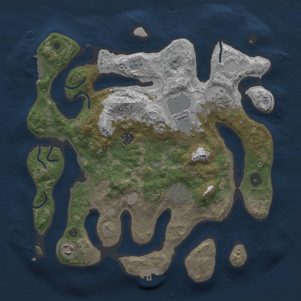 Rust Map: Procedural Map, Size: 3550, Seed: 649673, 14 Monuments
