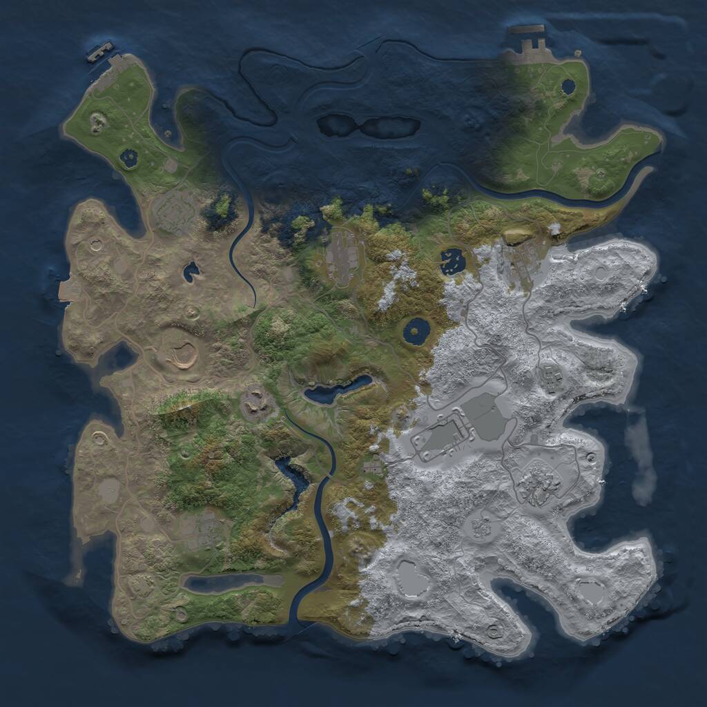 Rust Map: Procedural Map, Size: 4000, Seed: 939898, 16 Monuments