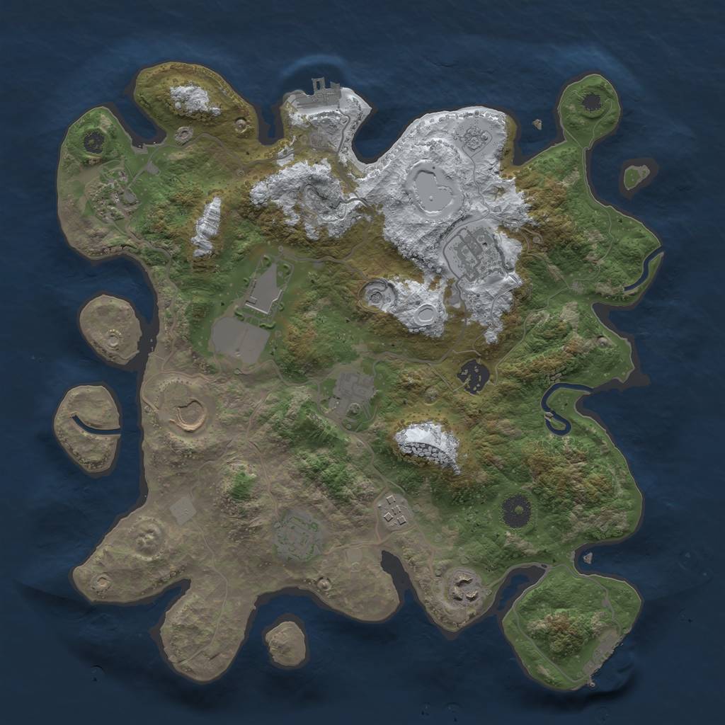 Rust Map: Procedural Map, Size: 3500, Seed: 705567, 18 Monuments