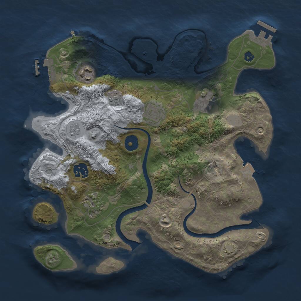 Rust Map: Procedural Map, Size: 3000, Seed: 423757, 12 Monuments