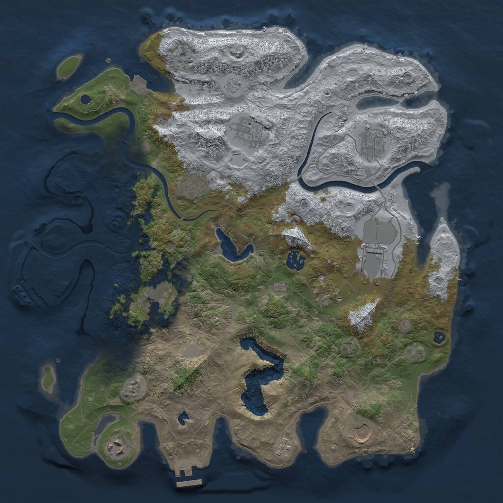 Rust Map: Procedural Map, Size: 4000, Seed: 358023, 16 Monuments