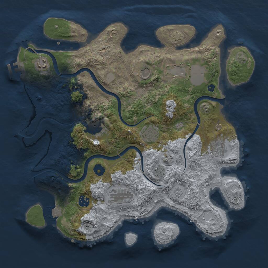 Rust Map: Procedural Map, Size: 3550, Seed: 25206, 14 Monuments
