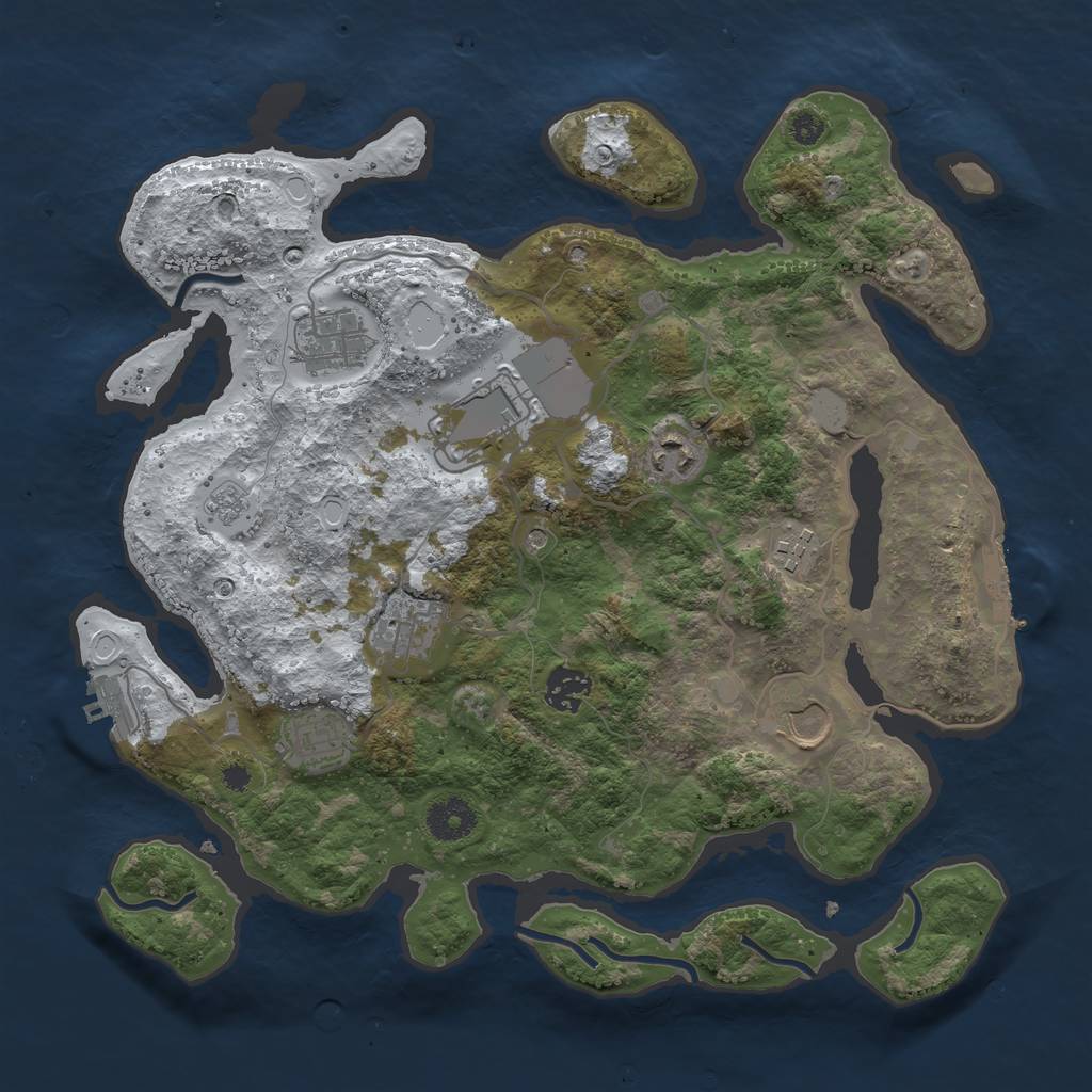 Rust Map: Procedural Map, Size: 3550, Seed: 537847, 17 Monuments