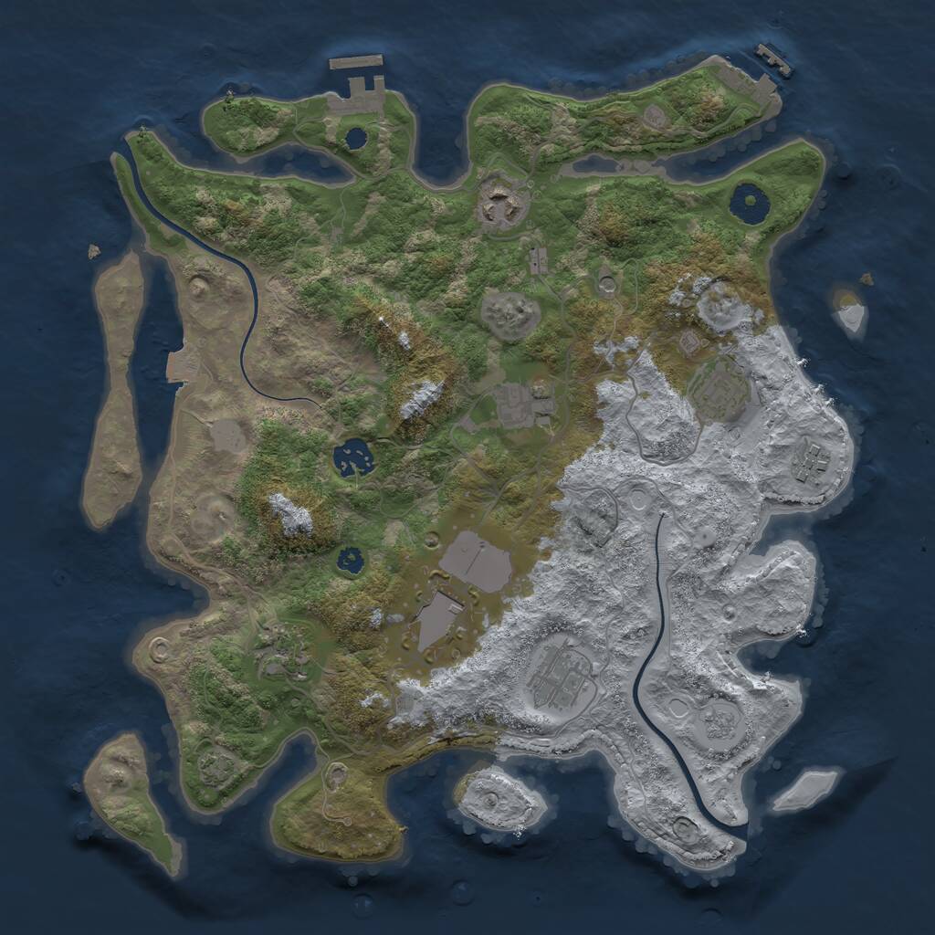 Rust Map: Procedural Map, Size: 3550, Seed: 506151, 14 Monuments