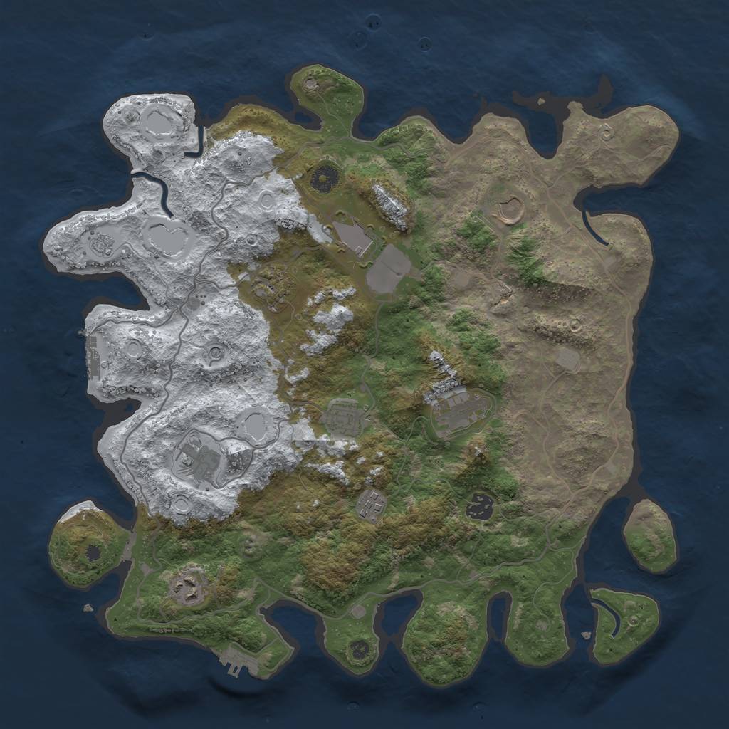 Rust Map: Procedural Map, Size: 4000, Seed: 480707, 18 Monuments