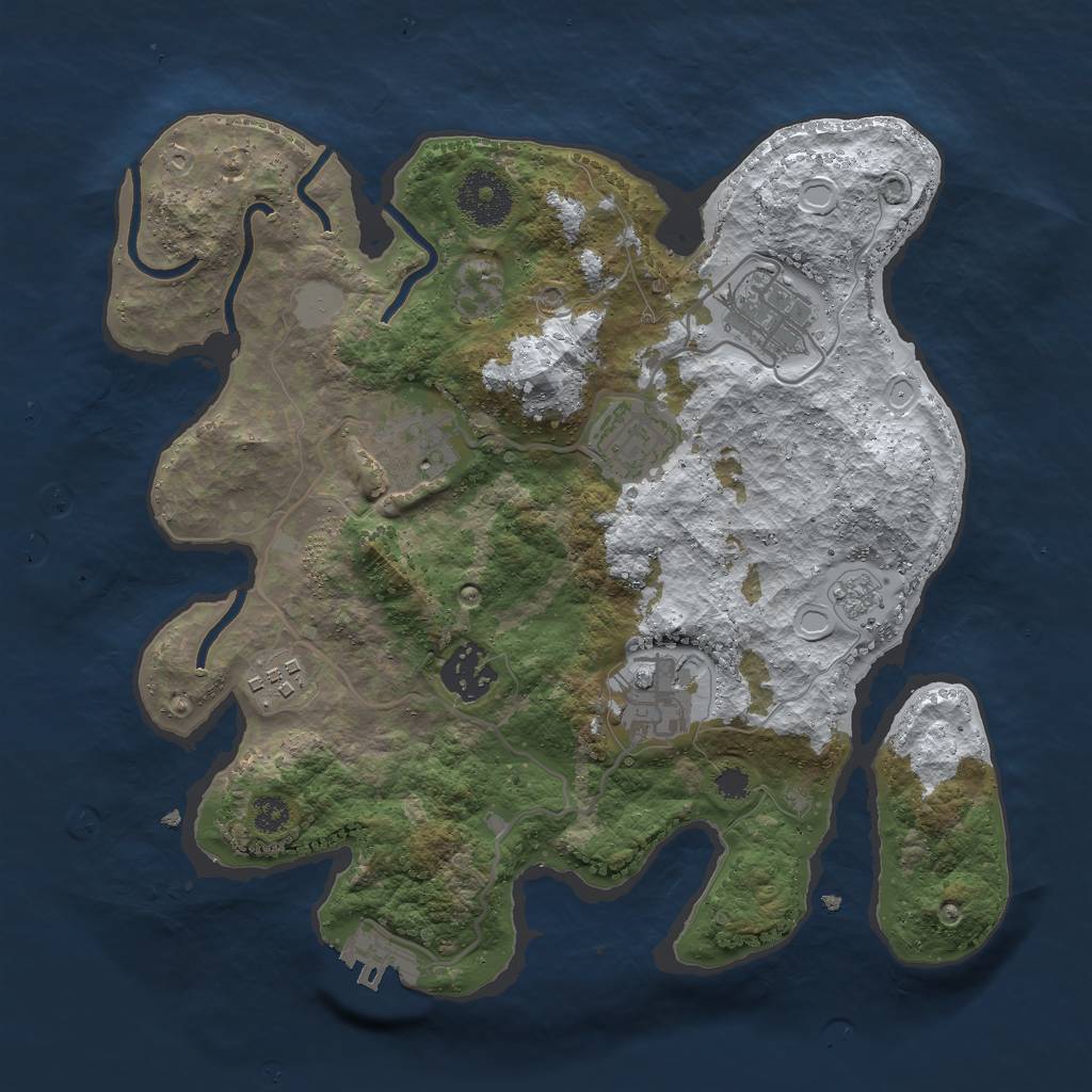 Rust Map: Procedural Map, Size: 3000, Seed: 1018989220, 13 Monuments