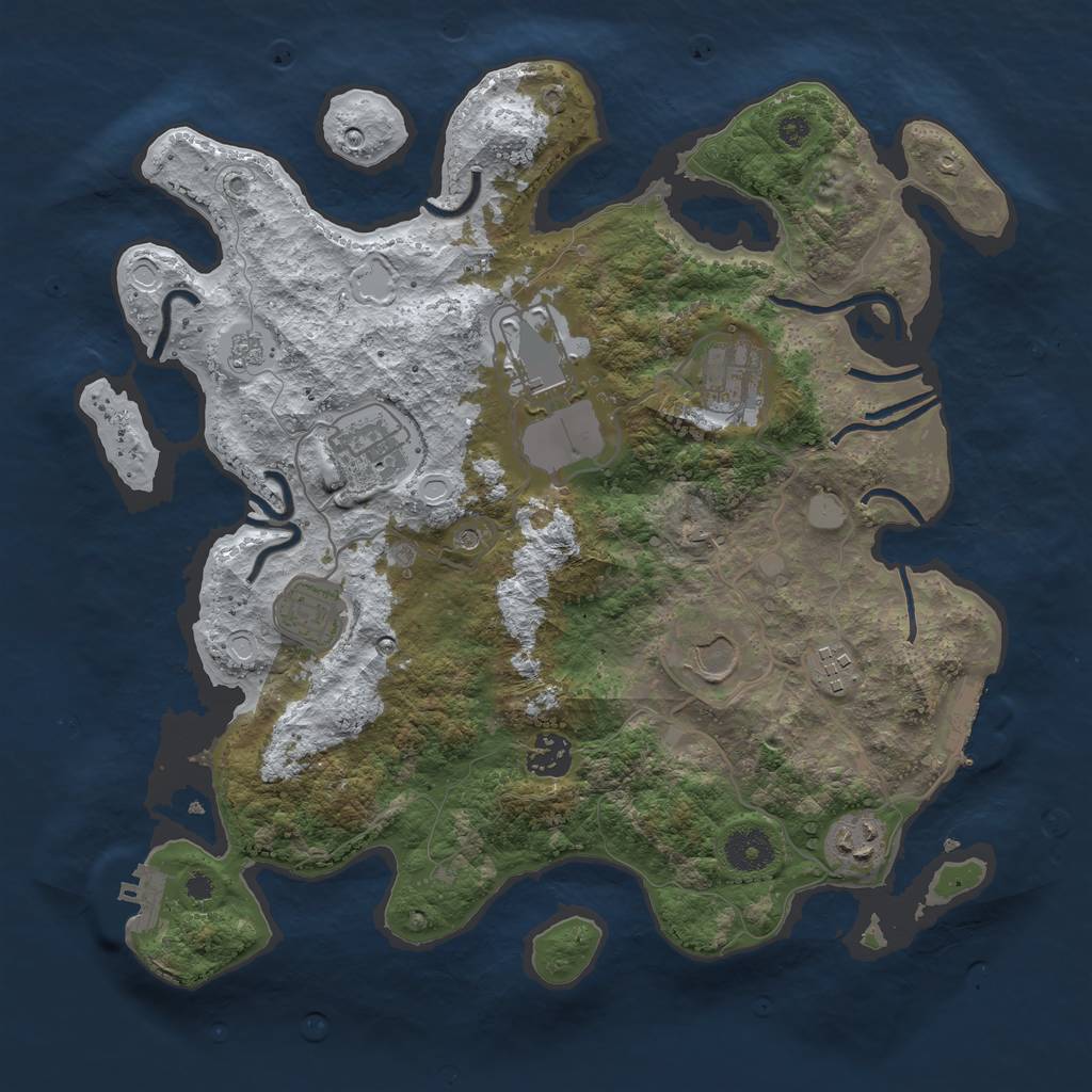 Rust Map: Procedural Map, Size: 3550, Seed: 583257, 17 Monuments